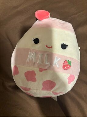 Squishmallows Pink White Strawberry Milk Plush